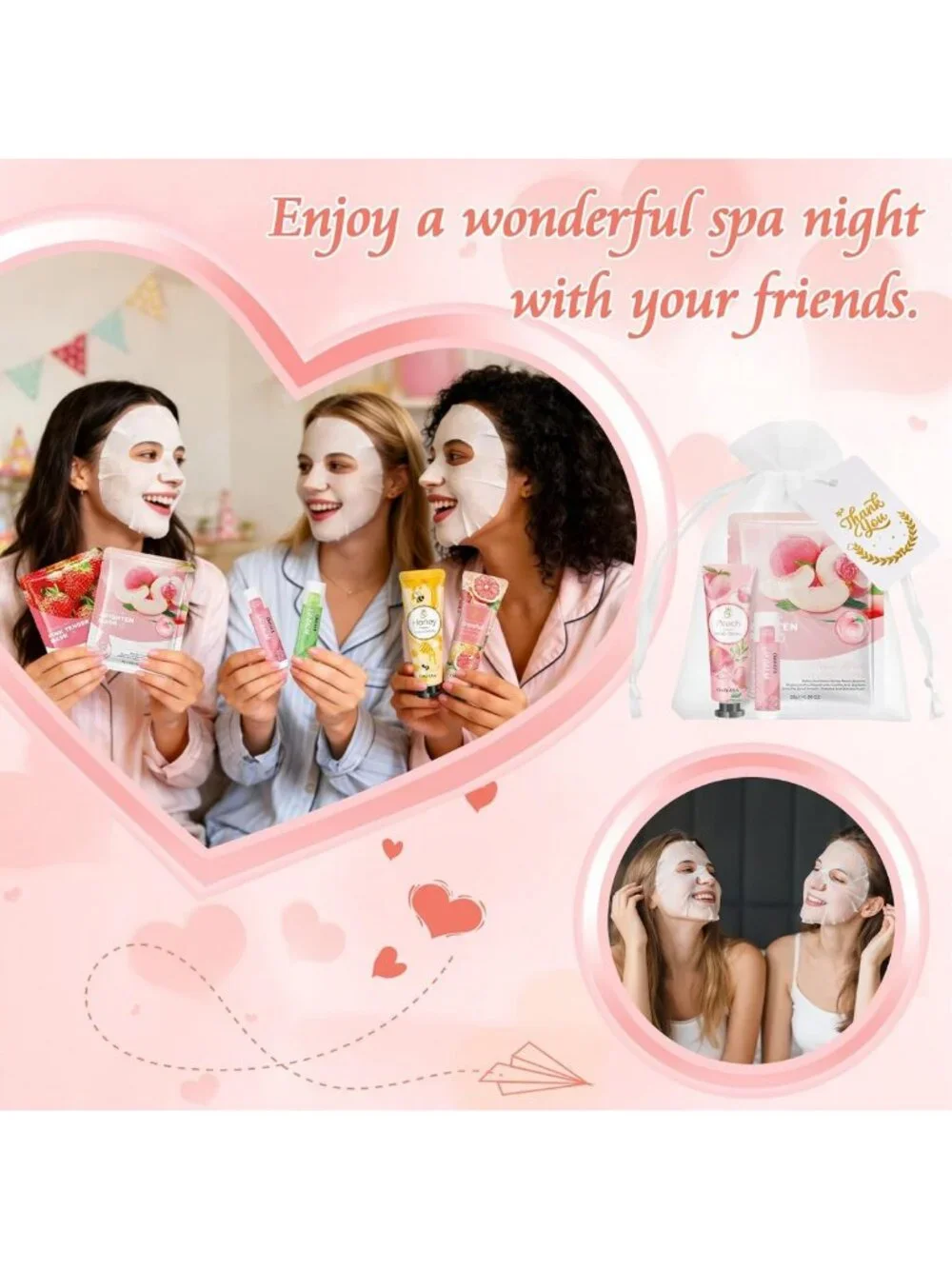 12 Sets Spa Gift Bundle for Women - Face Masks, Hand Cream, Lip Balm & Thank You